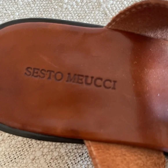 Sesto Meucci Brown Sandals With Turquoise Jewels Size 9 - Picture 2 of 4